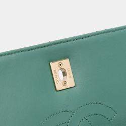 Pre Owned Chanel Green Quilted Lambskin Trendy CC Flap