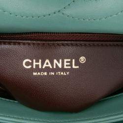 Pre Owned Chanel Green Quilted Lambskin Trendy CC Flap