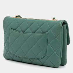 Pre Owned Chanel Green Quilted Lambskin Trendy CC Flap
