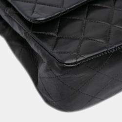 Pre Owned Chanel Black Medium Classic Lambskin Double Flap