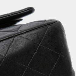 Pre Owned Chanel Black Medium Classic Lambskin Double Flap
