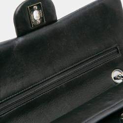 Pre Owned Chanel Black Medium Classic Lambskin Double Flap