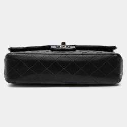 Pre Owned Chanel Black Medium Classic Lambskin Double Flap