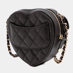 Pre Owned Chanel Black Mini Lambskin CC in Love Heart Crossbody