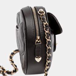 Pre Owned Chanel Black Mini Lambskin CC in Love Heart Crossbody