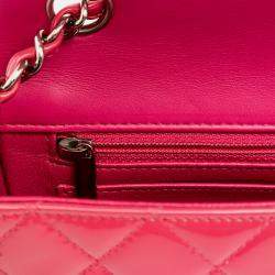 Pre Owned Chanel Pink Mini Rectangular Classic Patent Single Flap