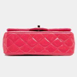 Pre Owned Chanel Pink Mini Rectangular Classic Patent Single Flap