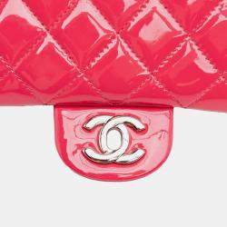 Pre Owned Chanel Pink Mini Rectangular Classic Patent Single Flap