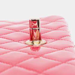 Pre Owned Chanel Pink Mini Rectangular Classic Patent Single Flap