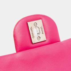 Pre Owned Chanel Pink Mini Rectangular Classic Patent Single Flap