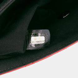 Pre Owned Chanel Black Red Medium Quilted Lambskin Grosgrain Two Tone Flap