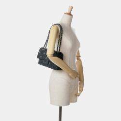 Pre Owned Chanel Black Medium Denim Double Flap