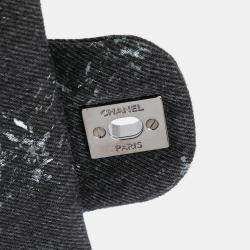 Pre Owned Chanel Black Medium Denim Double Flap