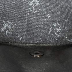 Pre Owned Chanel Black Medium Denim Double Flap