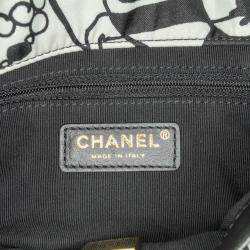 Pre Owned Chanel Black White Mini Printed Canvas Deer Coco Flap