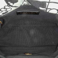 Pre Owned Chanel Black White Mini Printed Canvas Deer Coco Flap
