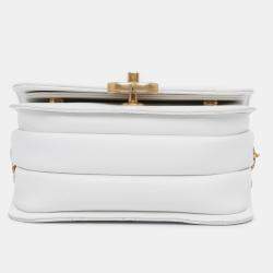 Pre Owned Chanel White CC Quilted Leather Flap Crossbody