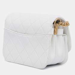 Pre Owned Chanel White CC Quilted Leather Flap Crossbody