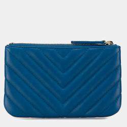 Pre Owned Chanel Chevron Lambskin O Case Pouch