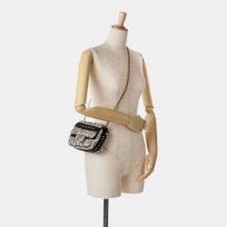 Pre Owned Chanel White Raffia Braided with Love Flap