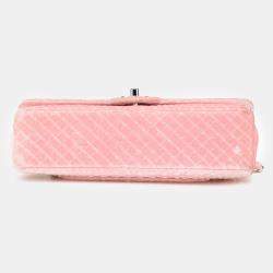 Pre Owned Chanel Pink Medium Micro Quilted Velvet CC Flap