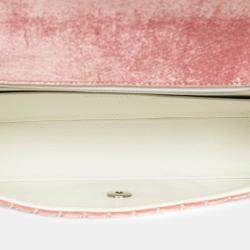 Pre Owned Chanel Pink Medium Micro Quilted Velvet CC Flap