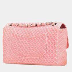 Pre Owned Chanel Pink Medium Micro Quilted Velvet CC Flap
