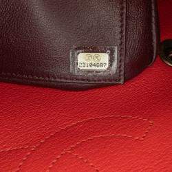 Pre Owned Chanel Red Small Diagonal Quilted Goatskin Flap
