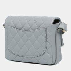 Pre Owned Chanel Grey Quilted Calfskin Bolero de Chanel Flap