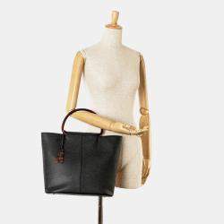 Pre Owned Chanel Black Caviar Tortoise Top Handle Tote