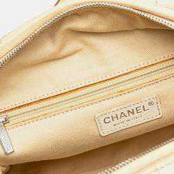 Pre Owned Chanel Beige Goatskin Square Stitch Essential Bowler