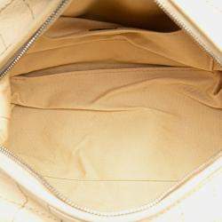 Pre Owned Chanel Beige Goatskin Square Stitch Essential Bowler