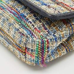 Pre Owned Chanel Multicolor Quilted Tweed and Water Snake Small CC Filigree Flap Bag
