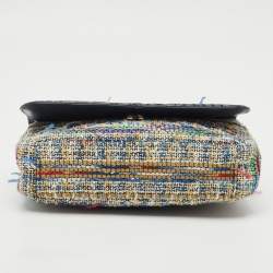 Pre Owned Chanel Multicolor Quilted Tweed and Water Snake Small CC Filigree Flap Bag
