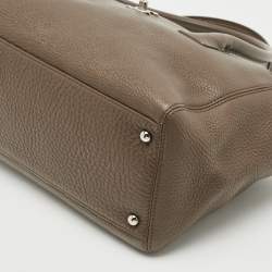 Pre Owned Chanel Brown Leather Small Cerf Shopper Tote