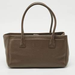 Pre Owned Chanel Brown Leather Small Cerf Shopper Tote