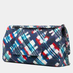 Pre Owned Chanel Blue XXL Printed Canvas Airline Single Flap Bag