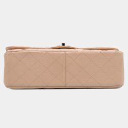 Pre Owned Chanel Brown Jumbo Classic Caviar Double Flap Bag