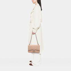 Pre Owned Chanel Brown Jumbo Classic Caviar Double Flap Bag