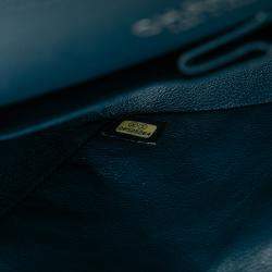 Pre Owned Chanel Blue Medium Classic Caviar Double Flap Bag