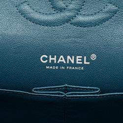 Pre Owned Chanel Blue Medium Classic Caviar Double Flap Bag