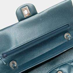 Pre Owned Chanel Blue Medium Classic Caviar Double Flap Bag