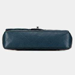 Pre Owned Chanel Blue Medium Classic Caviar Double Flap Bag