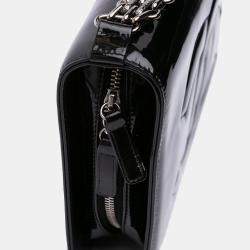 Pre Owned Chanel Black Mini CC Patent Clutch With Chain