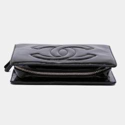 Pre Owned Chanel Black Mini CC Patent Clutch With Chain