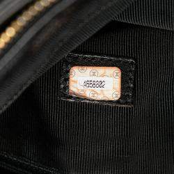 Pre Owned Chanel Black Embroidered Caviar Logo Shoulder Bag