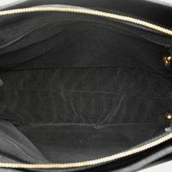 Pre Owned Chanel Black Embroidered Caviar Logo Shoulder Bag
