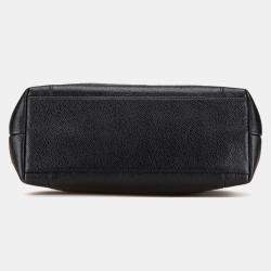 Pre Owned Chanel Black Embroidered Caviar Logo Shoulder Bag