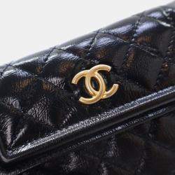 Pre Owned Chanel Mini Black Shiny Calfskin Waist Belt Bag