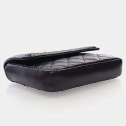 Pre Owned Chanel Mini Black Shiny Calfskin Waist Belt Bag